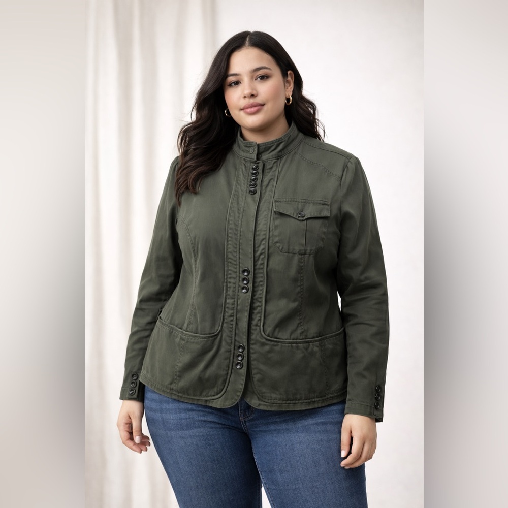Lane Bryant Olive Utility Jacket Size 18/20W | Casual Military Style